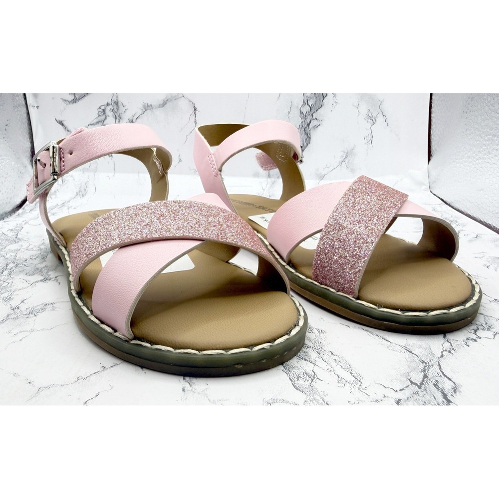 Nordstrom Tucker + Tate Girls Size 9 Pink Glitter Velcro Sandals New Unworn
